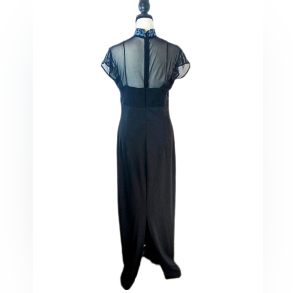 Vintage :: Ste'nay Sequin Regency Beaded Black Maxi Formal Event Dress Size 12 - Picture 8 of 13